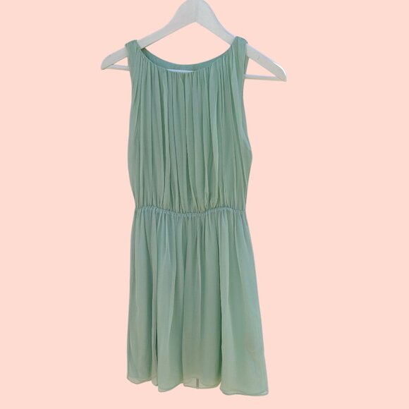Alice + Olivia Silk Pleated Mini Dress – Soft Mint Green - Picture 1 of 4